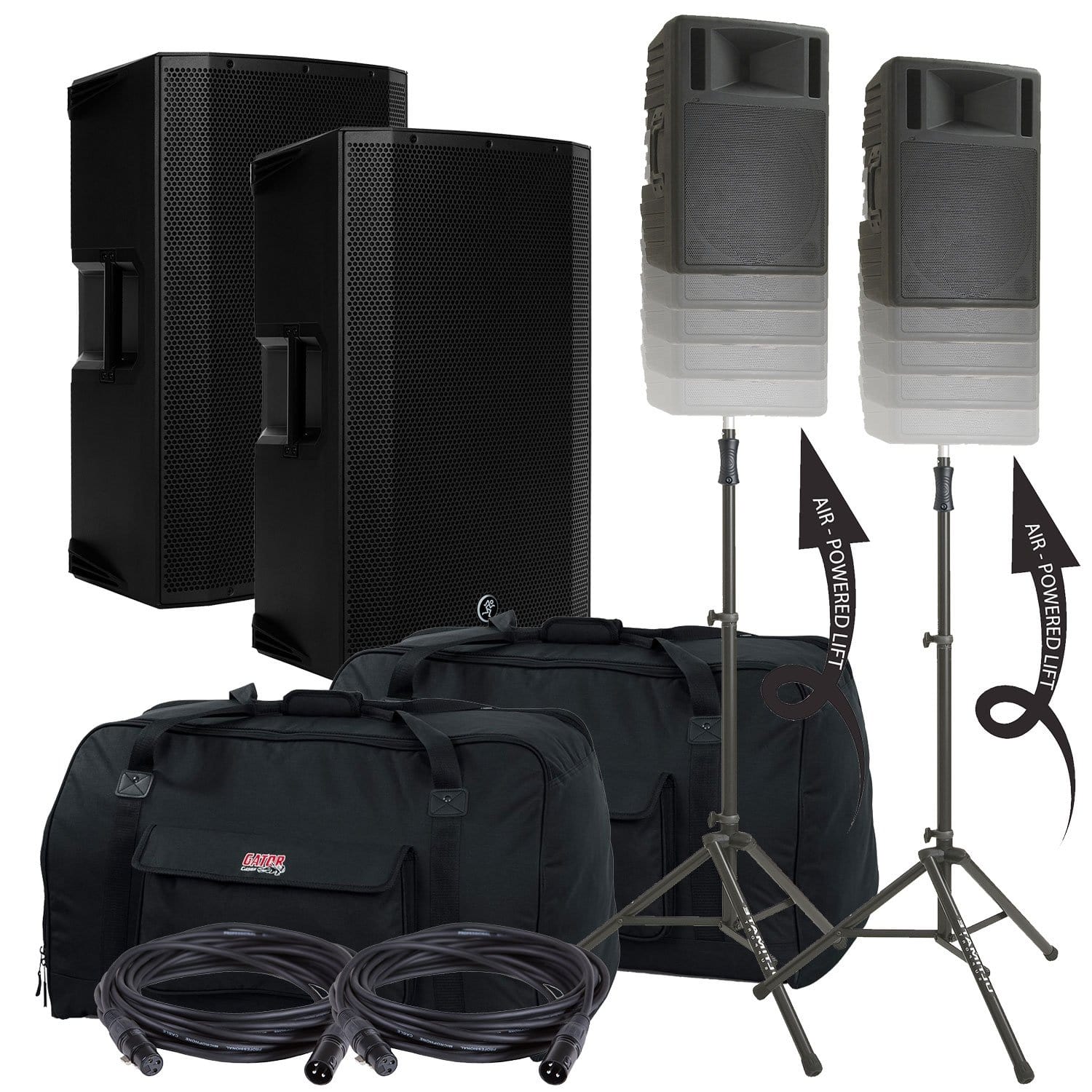 Mackie Thump15A Speakers & Ultimate TS-100-B Stands with Gator Totes - PSSL ProSound and Stage Lighting