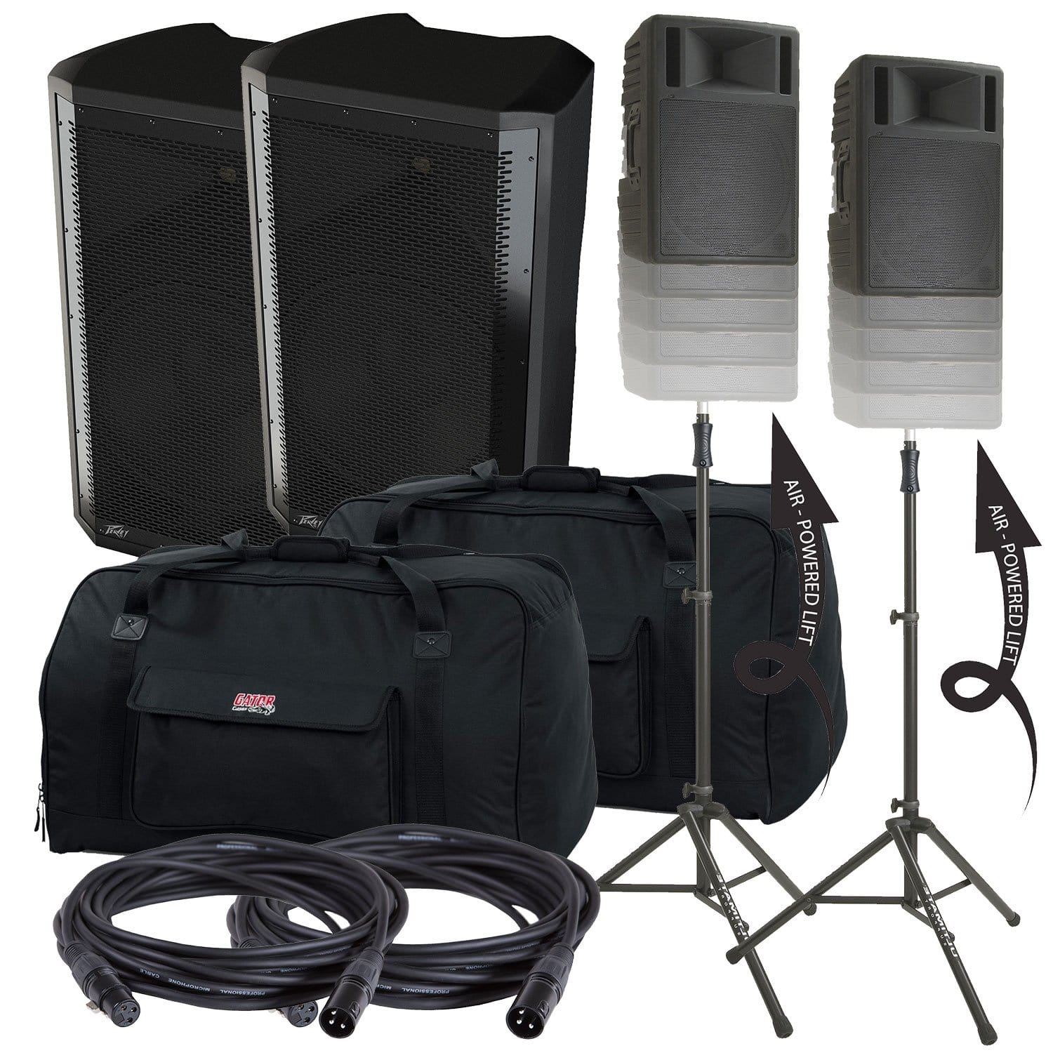Peavey DM112 Dark Matter Speaker Pair with Stands & Gator Totes - PSSL ProSound and Stage Lighting