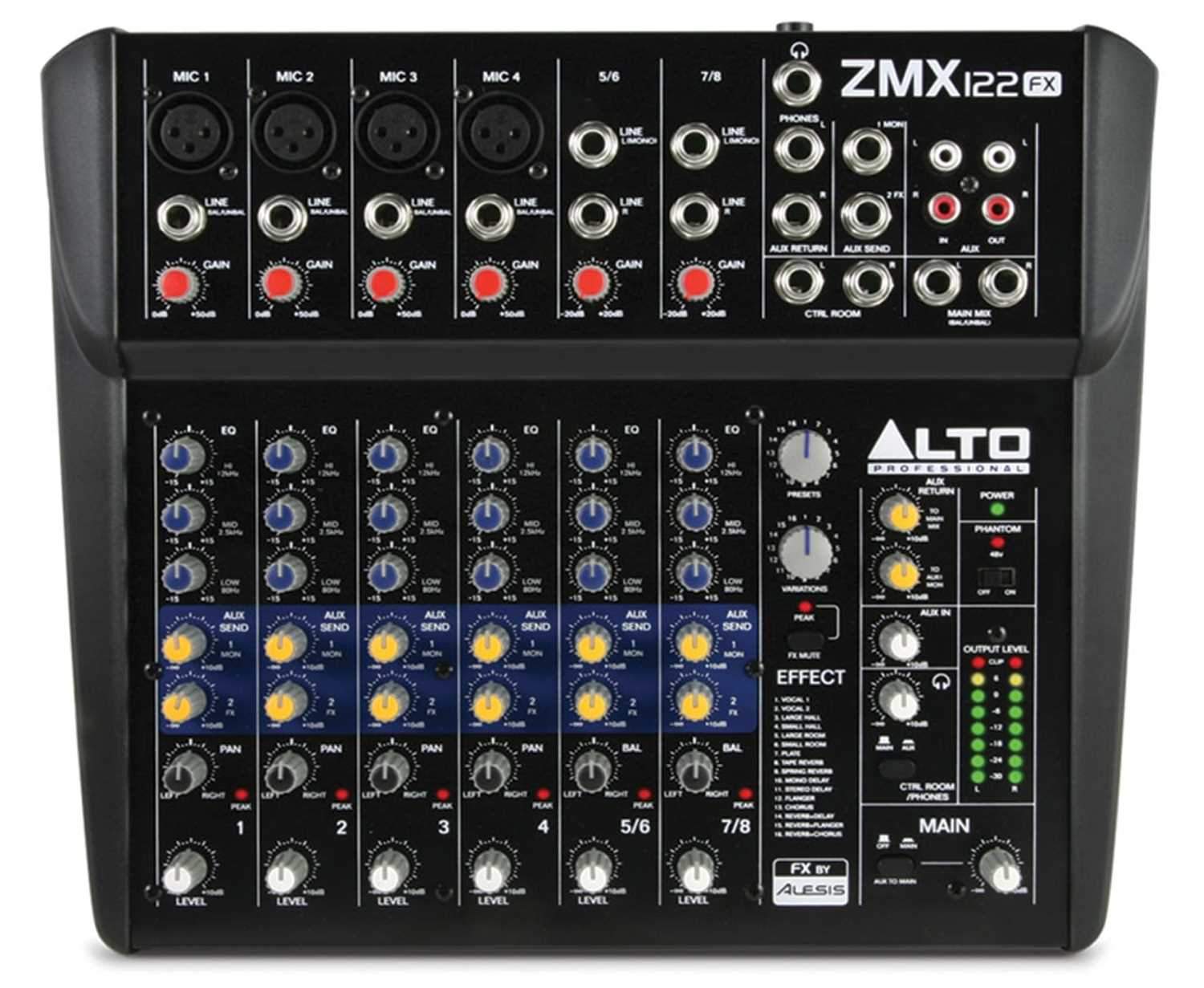 Alto Professional ZMX122FX 8-Channel Compact Mixer with Gator Bag 