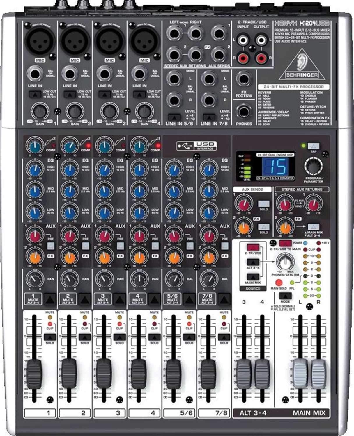 Behringer Xenyx X1204USB 8-Channel Mixer with Gator Bag