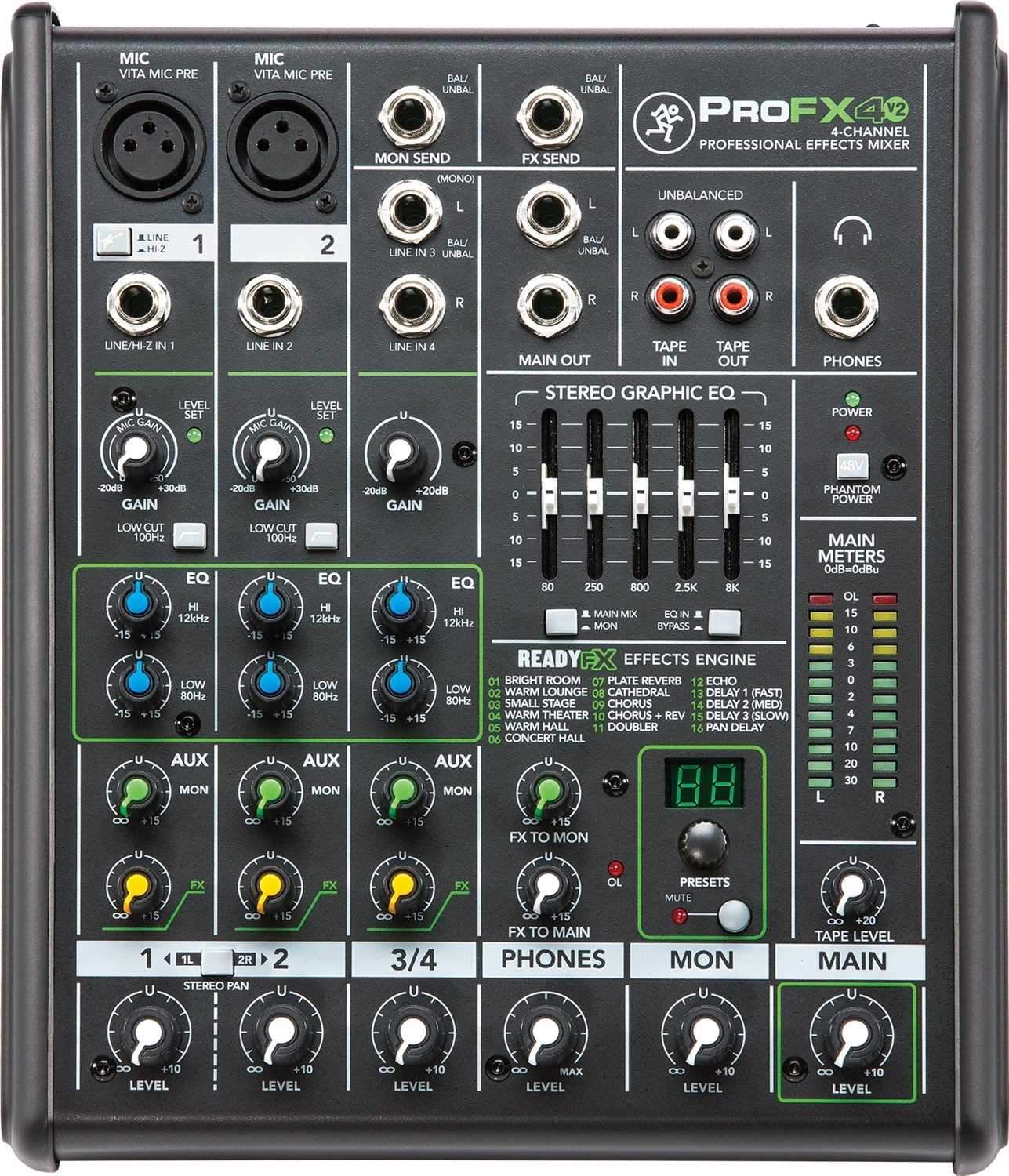Mackie ProFX4v2 4-Channel Analog Mixer with Gator Bag - PSSL ProSound and Stage Lighting