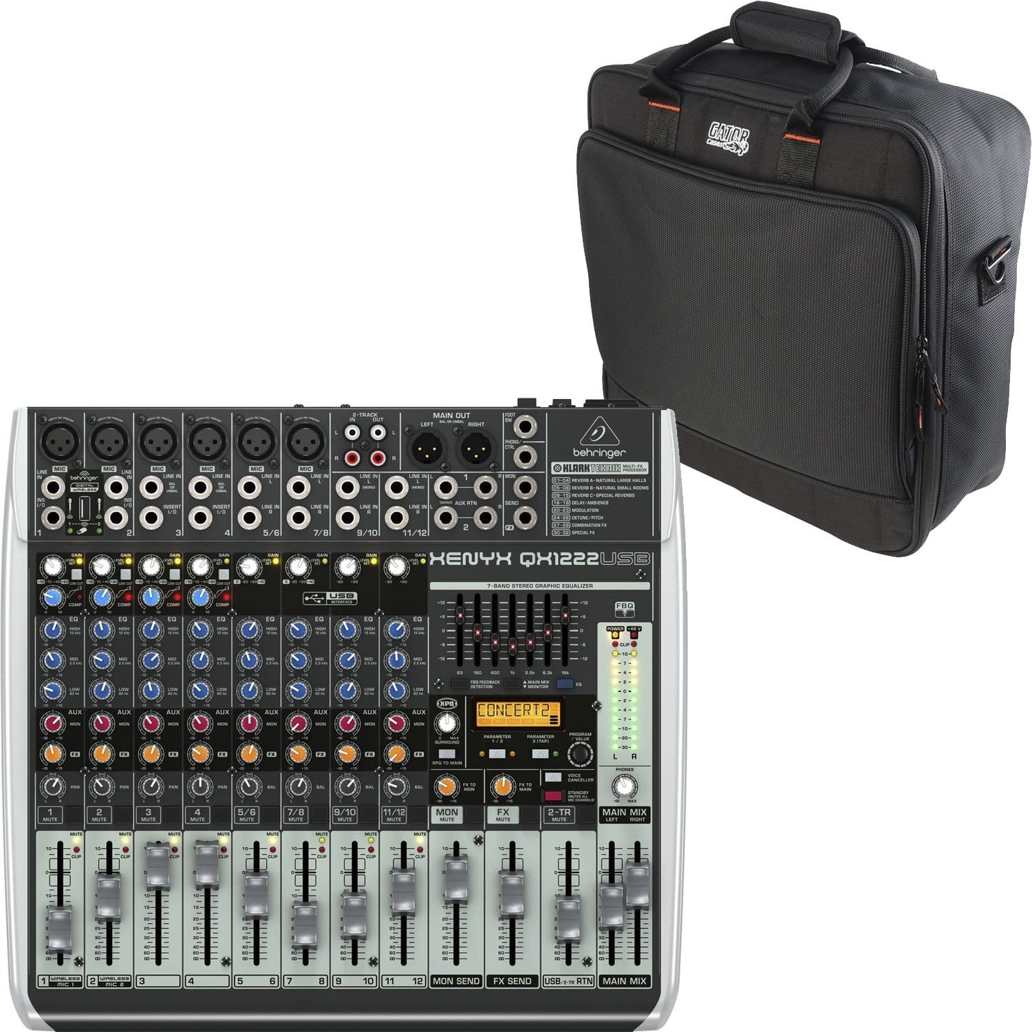Behringer Xenyx QX1222USB 16-Input Audio Mixer with Gator Case - PSSL ProSound and Stage Lighting