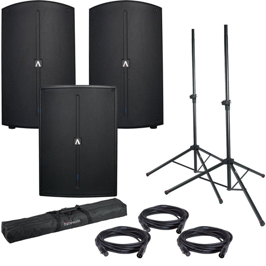Avante A12 Powered Speakers (2) & A18S Sub with Gator Stands - PSSL ProSound and Stage Lighting