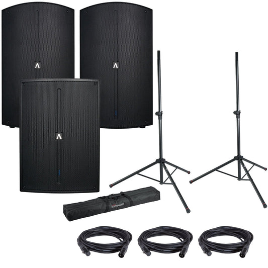 Avante A15 Powered Speakers (2) & A18S Sub with Gator Stands - PSSL ProSound and Stage Lighting