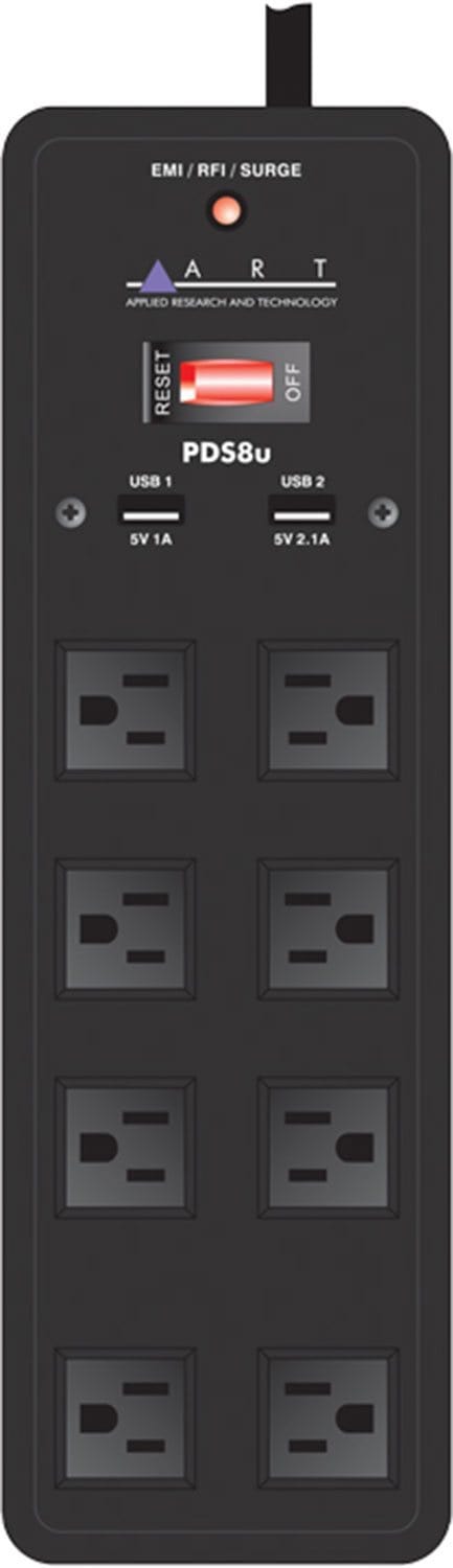 ART PDS8U 8 Outlet Power Strip with 2 USB Outlets - PSSL ProSound and Stage Lighting