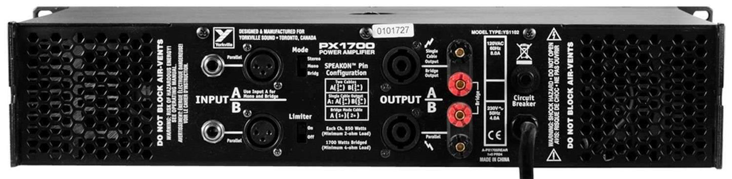 Yorkville PX1700 Power Amplifier - PSSL ProSound and Stage Lighting