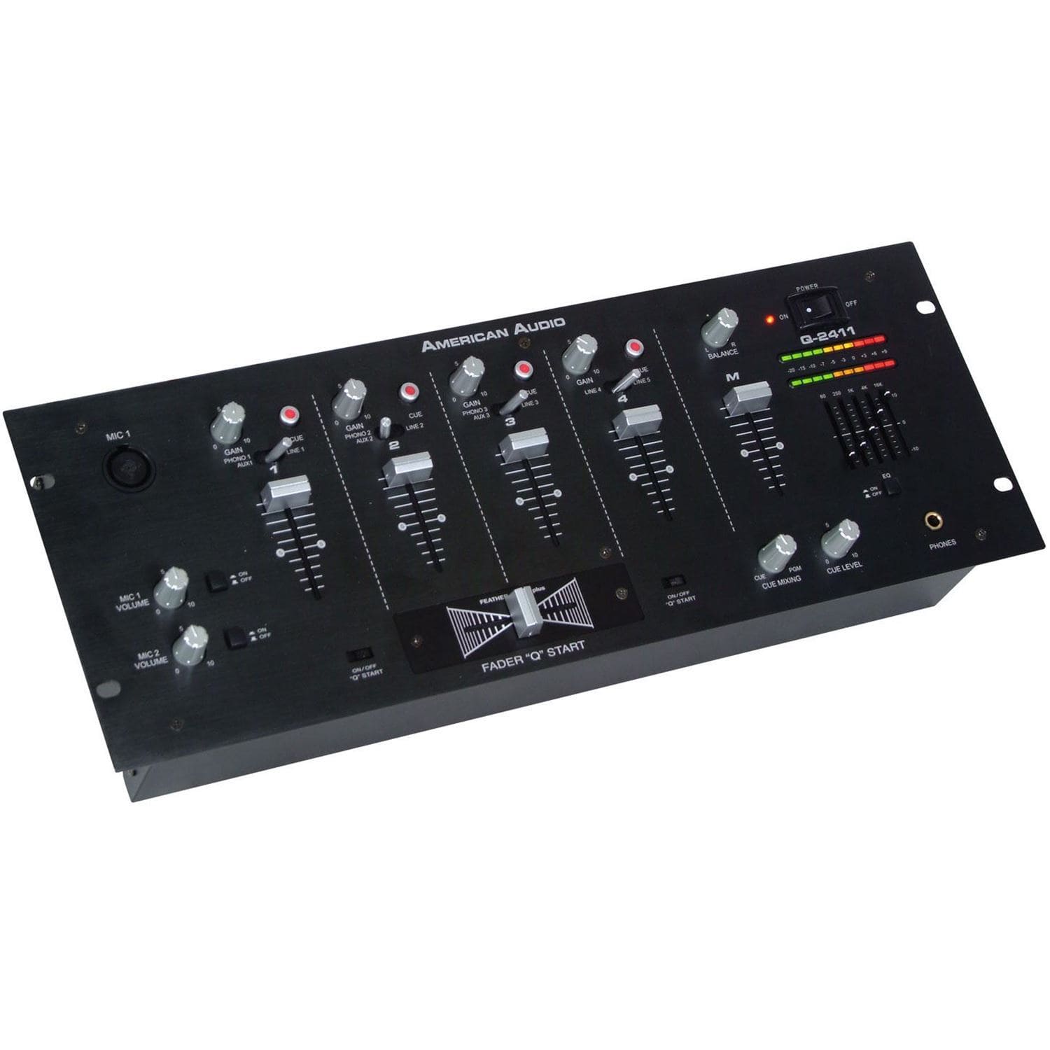 American Audio Q2411 DJ Mixer with 5-Band Eq - Black - PSSL ProSound and Stage Lighting