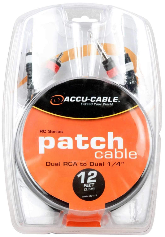 Accu-Cable RC412 12Ft Dual Rca To Dual 1/4 Cable - PSSL ProSound and Stage Lighting