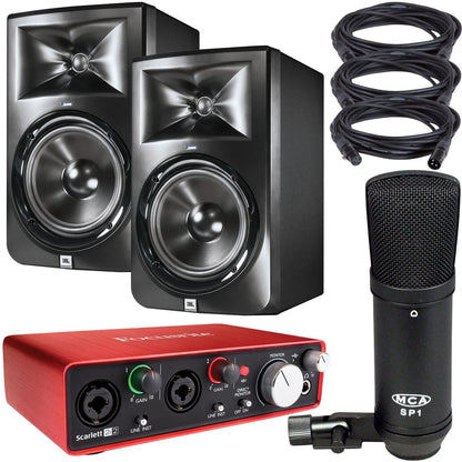 JBL LSR308 Monitors with Focusrite Scarlett 2i2 Audio Interface & SP-1 Mic - PSSL ProSound and Stage Lighting