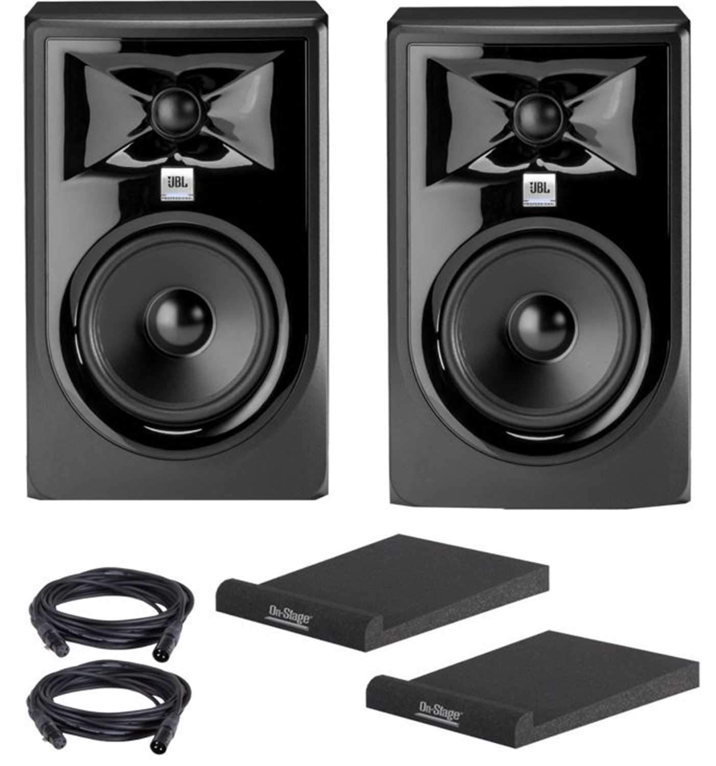 JBL 306P MKII Studio Monitor Pair with Isolation Pads & XLR Cables - PSSL ProSound and Stage Lighting