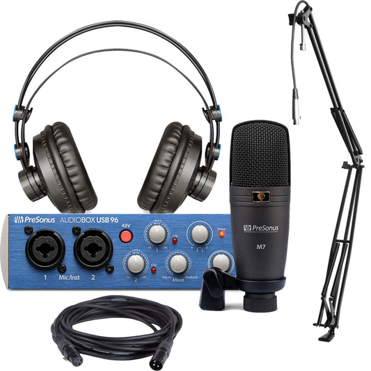PreSonus AudioBox 96 Recording Kit with Broadcast Boom Arm for Podcasting - PSSL ProSound and Stage Lighting