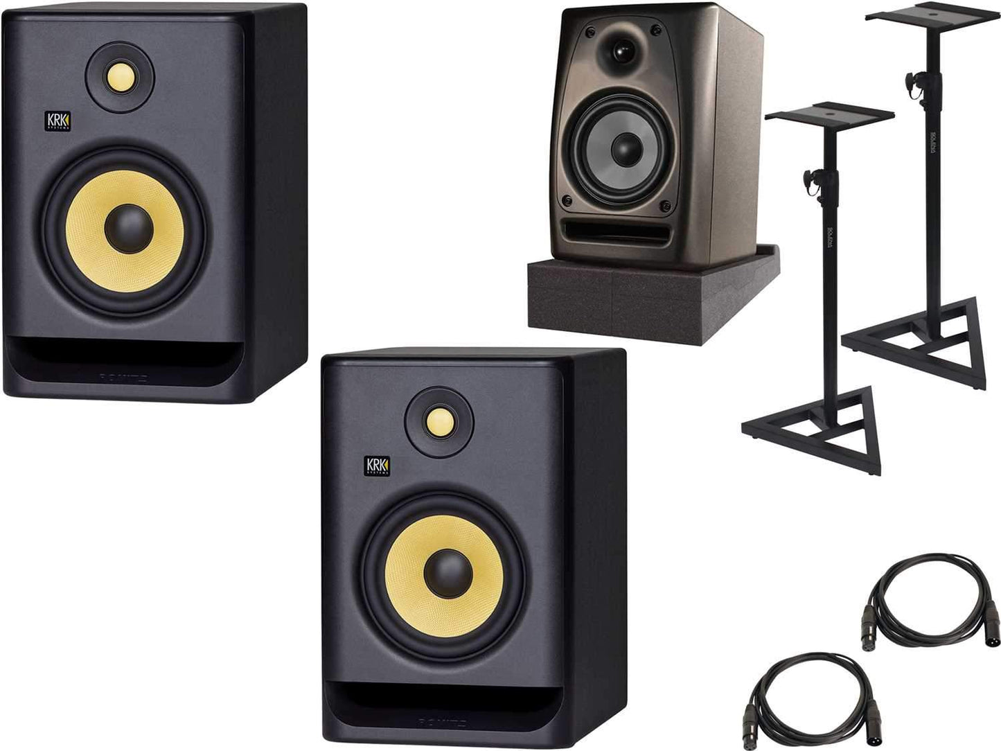 KRK RP7 G4 ROKIT 7-in Powered Studio Monitor Bundle - PSSL ProSound and Stage Lighting