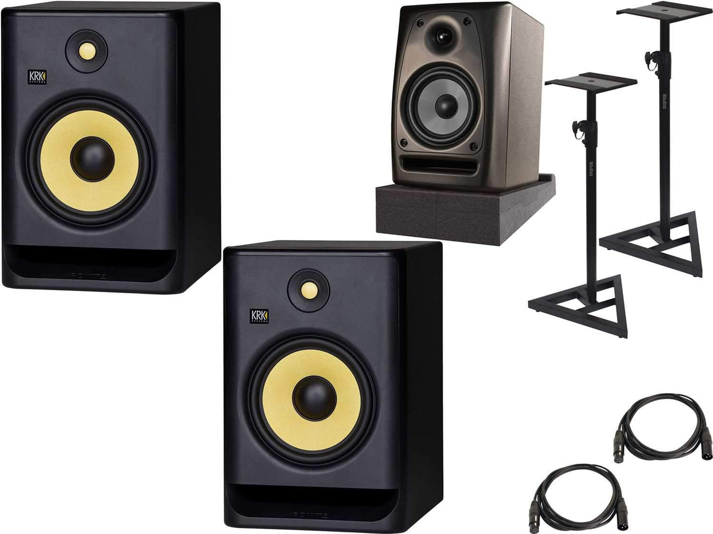 KRK RP8 G4 ROKIT 8-in Powered Studio Monitor Bundle - PSSL ProSound and Stage Lighting