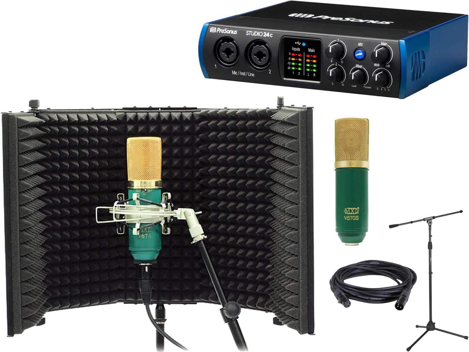 PreSonus Studio 24C 2x2 Interface with Recording Kit - PSSL ProSound and Stage Lighting