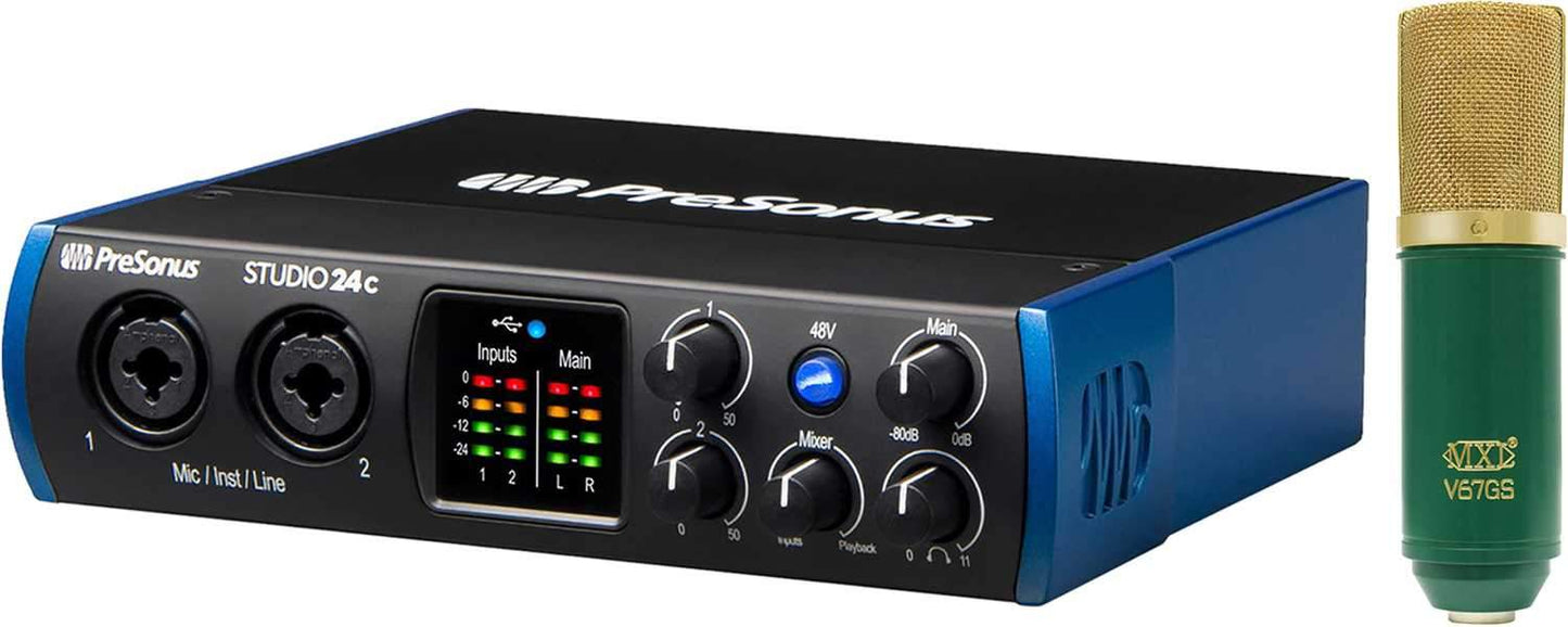 PreSonus Studio 24C 2X2 Interface with Recording Mic - PSSL ProSound and Stage Lighting