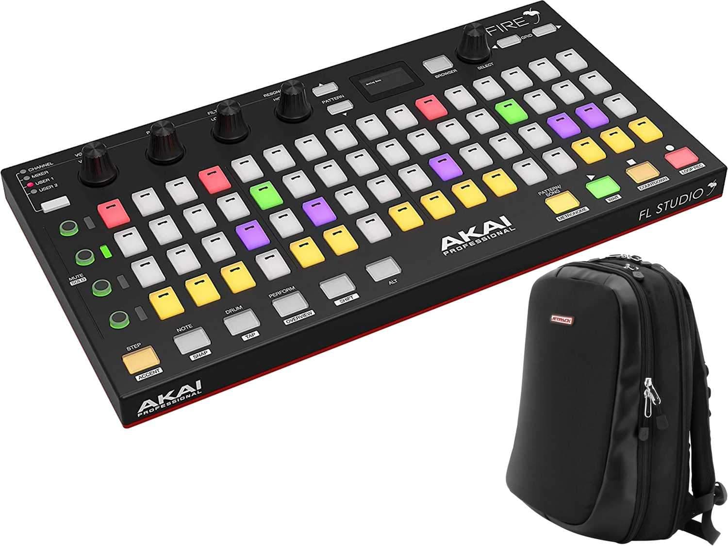 Akai Fire Controller for FL Studio with Orbit JetPack Slim Backpack - PSSL ProSound and Stage Lighting