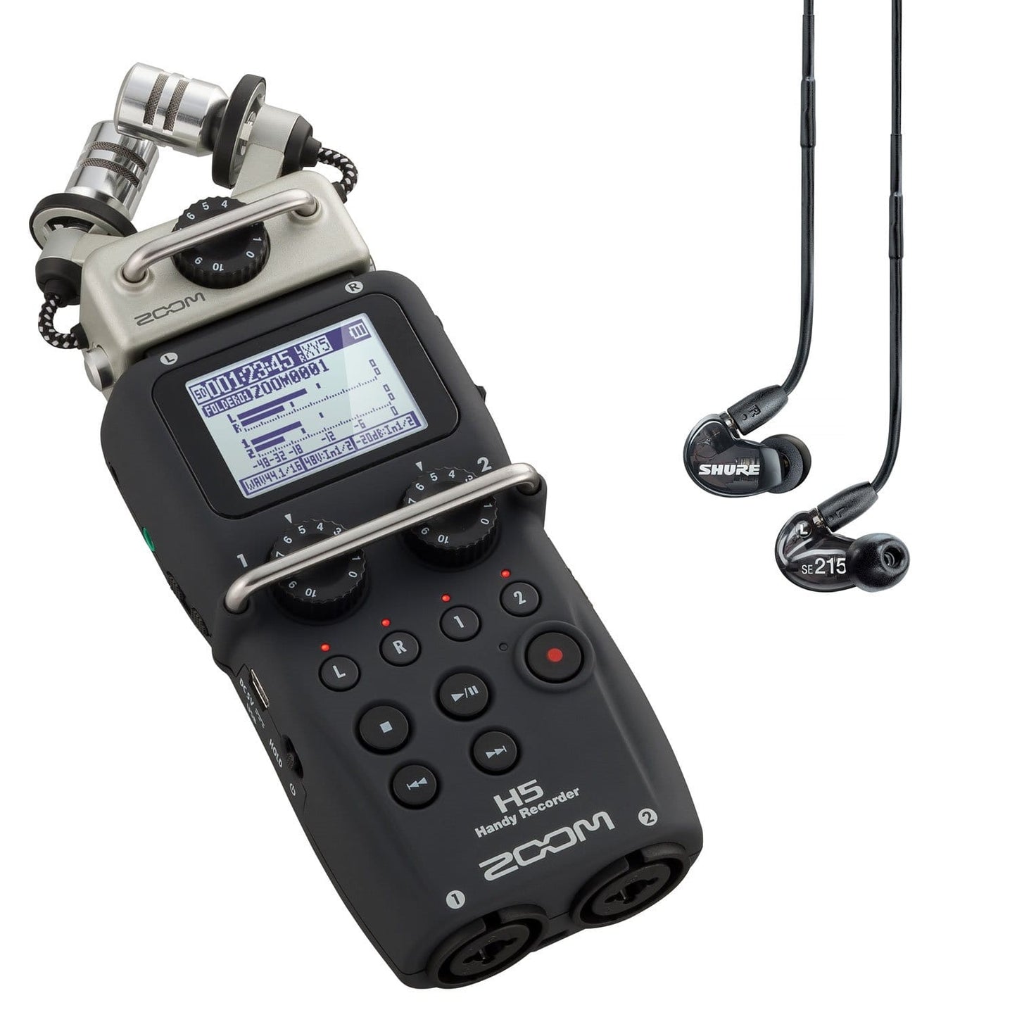 Zoom H5 Recorder with Shure SE215 Black Earphones - PSSL ProSound and Stage Lighting
