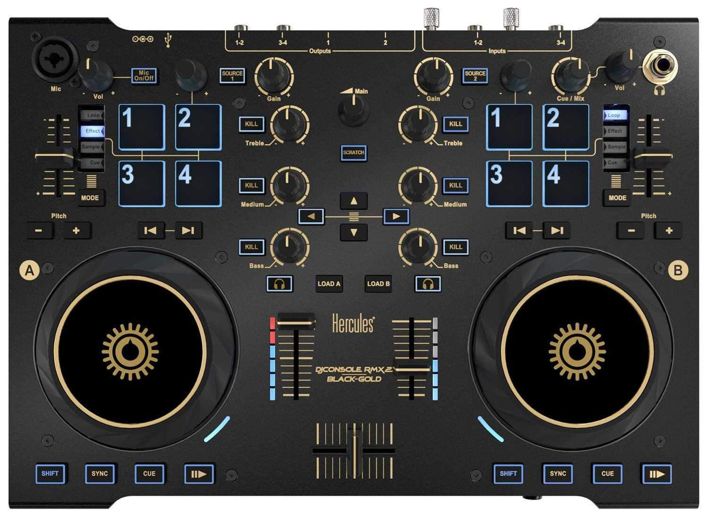 Hercules DJ Console RMX2 4Ch Black-Gold DJ Control - PSSL ProSound and Stage Lighting