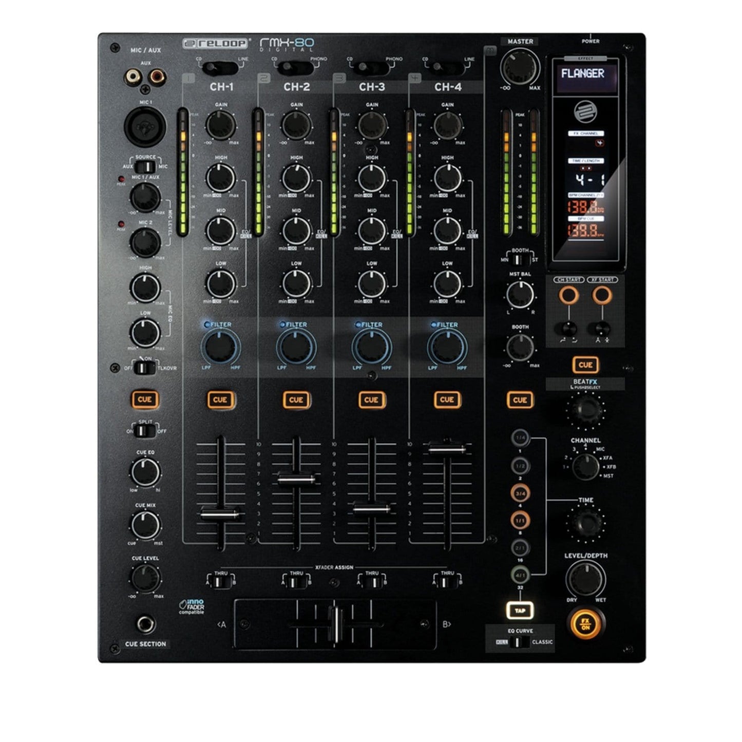 Reloop RMX-80 Digital 4 Plus 1 Channel DJ Mixer with FX - PSSL ProSound and Stage Lighting