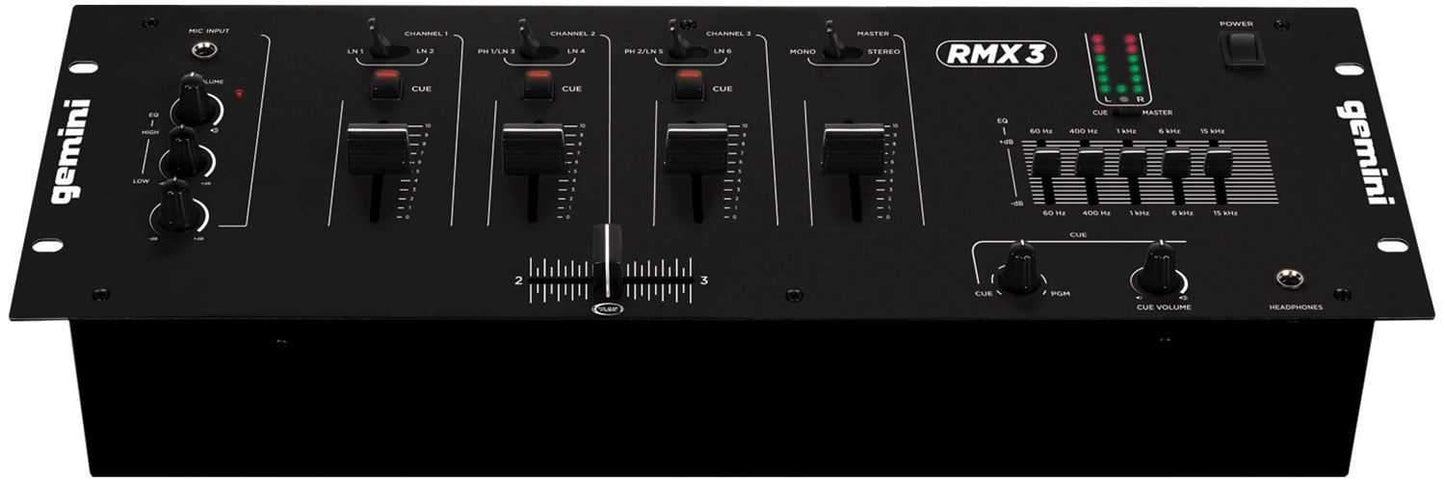 Gemini RMX3 19-IN 5-Channel DJ Mixer 5-Band EQ - PSSL ProSound and Stage Lighting