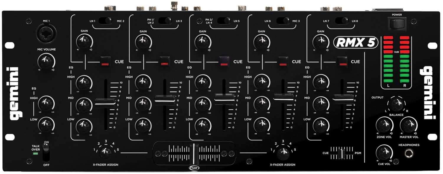 Gemini RMX5 19-In 5-Channel DJ Mixer - PSSL ProSound and Stage Lighting