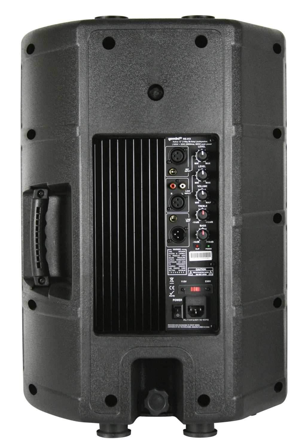 Gemini RS-412 Powered 12 Inch PA & DJ Speaker - PSSL ProSound and Stage Lighting