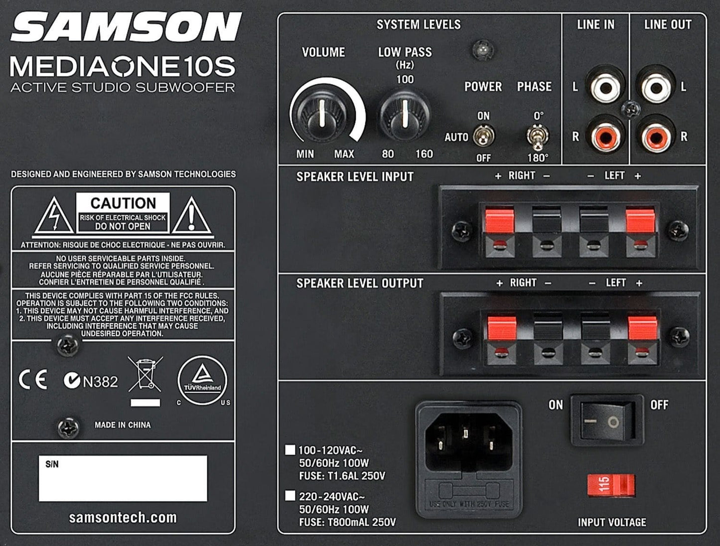Samson MediaOne 10S Powered Studio Subwoofer - PSSL ProSound and Stage Lighting