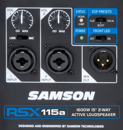 Samson RSX115A 15-inch 1600W 2-Way Powered Speaker - PSSL ProSound and Stage Lighting