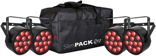 Chauvet DJ SlimPACK Q12 ILS w/ 4 SlimPAR Q12 ILS / DMX Cables / and Carry Bag - PSSL ProSound and Stage Lighting