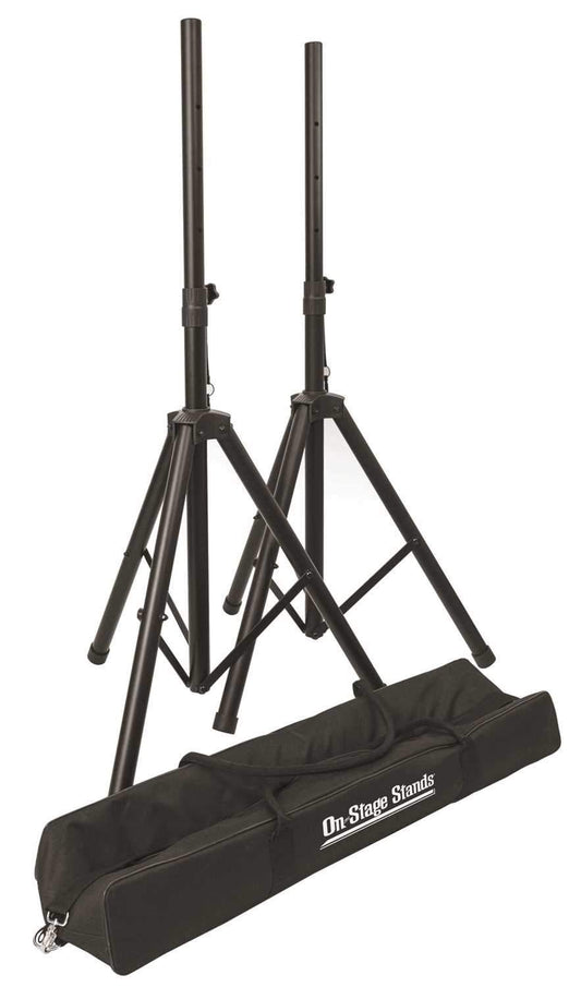 On-Stage Speaker Stands Pair and Road Bag Pack - PSSL ProSound and Stage Lighting