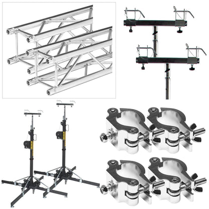 Global Truss ST-157 Crank Stands with 12.7 Ft F34 Truss & Clamps - PSSL ProSound and Stage Lighting