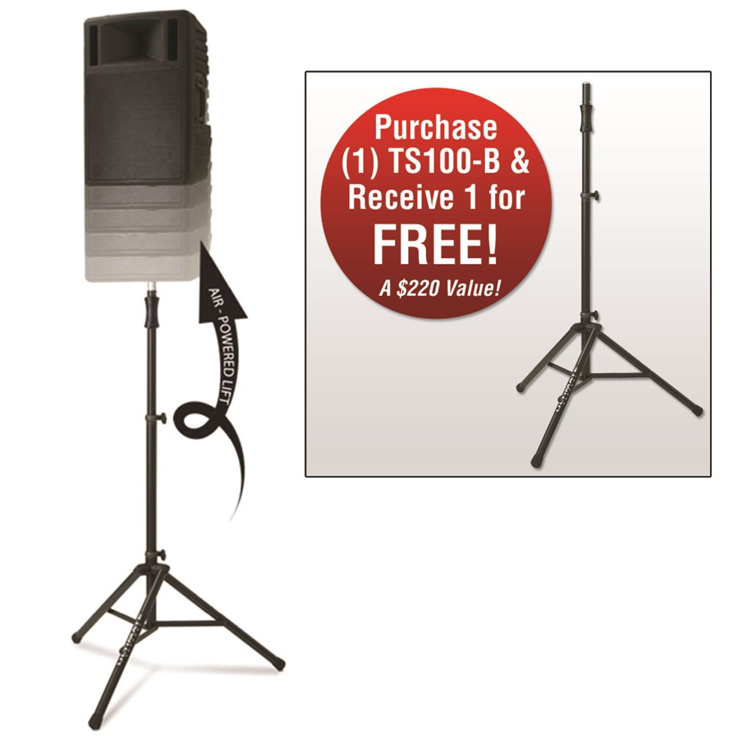 Ultimate TS100BPAIR Hydraulic Speaker Stand Pack - PSSL ProSound and Stage Lighting