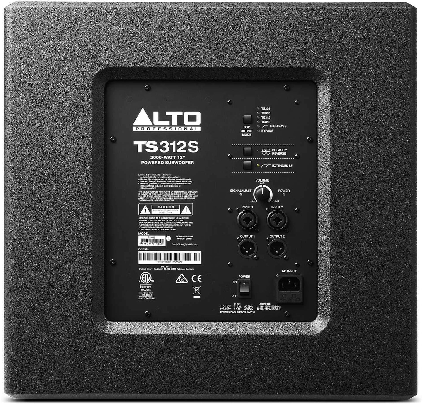 Alto Professional TS312S 2000W 12-Inch Powered Subwoofer - PSSL ProSound and Stage Lighting
