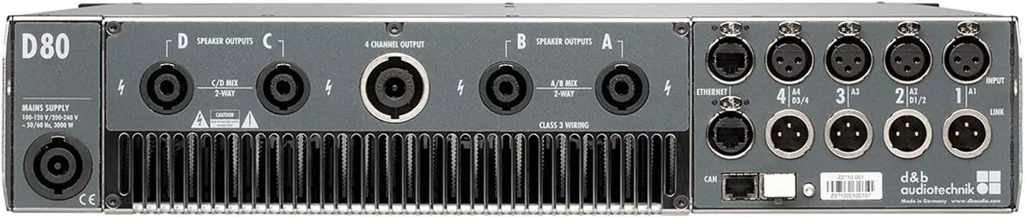 D&B Audiotechnik D80 4-Channel 2000 Watt Audio Amplifier - PSSL ProSound and Stage Lighting