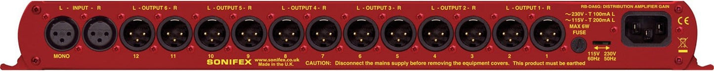 Sonifex RB-DA6G 6-Ch Audio Dist Amp w/ Output Gain - PSSL ProSound and Stage Lighting