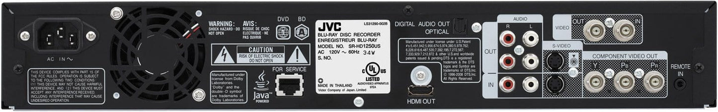 JVC SRHD1250US Blu-Ray & Hard Drive 250GB Recorder - PSSL ProSound and Stage Lighting
