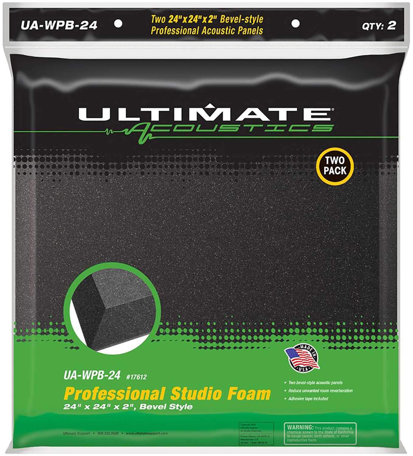 Ultimate Acoustics 24x24 Charcoal Bevel Panel 12-Pack - PSSL ProSound and Stage Lighting