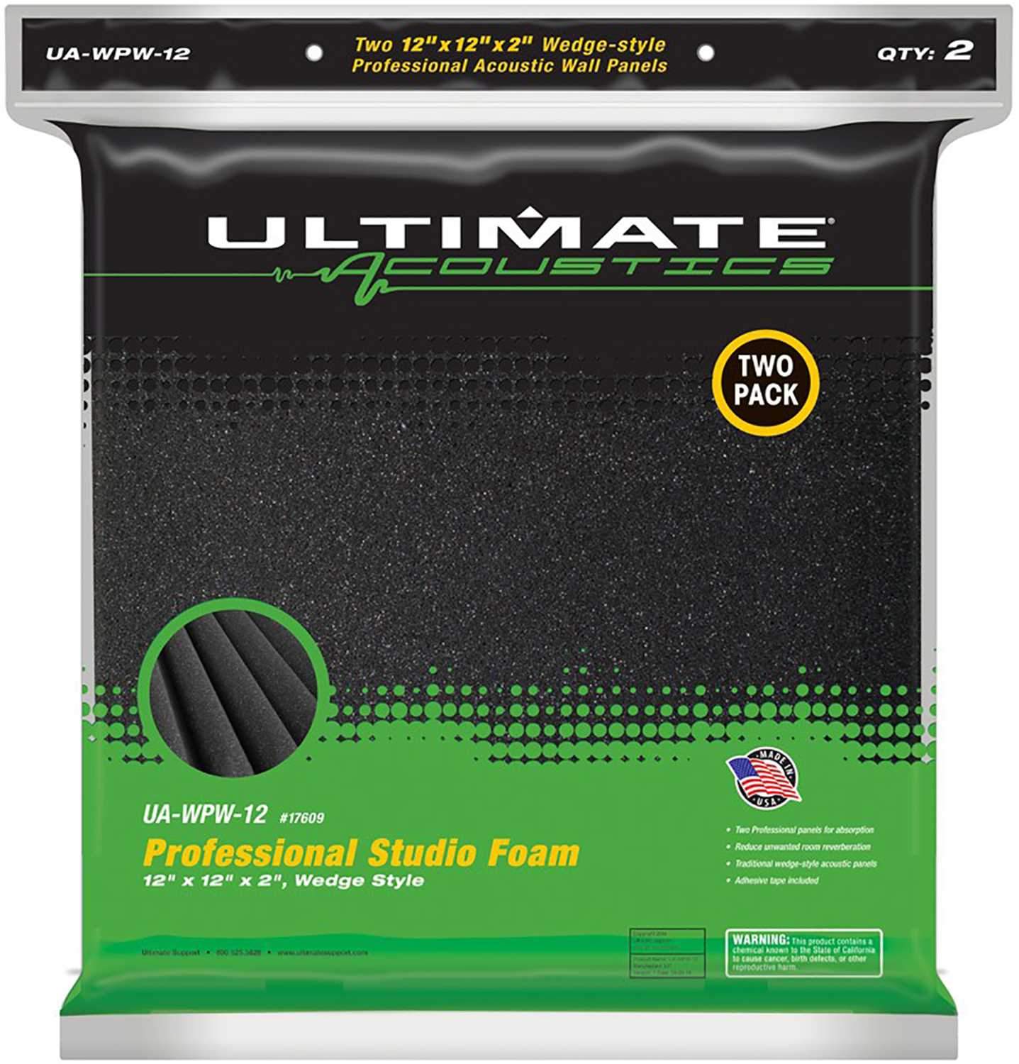 Ultimate Acoustics 12x12 Charcoal Wedge Panel 24-Pack - PSSL ProSound and Stage Lighting