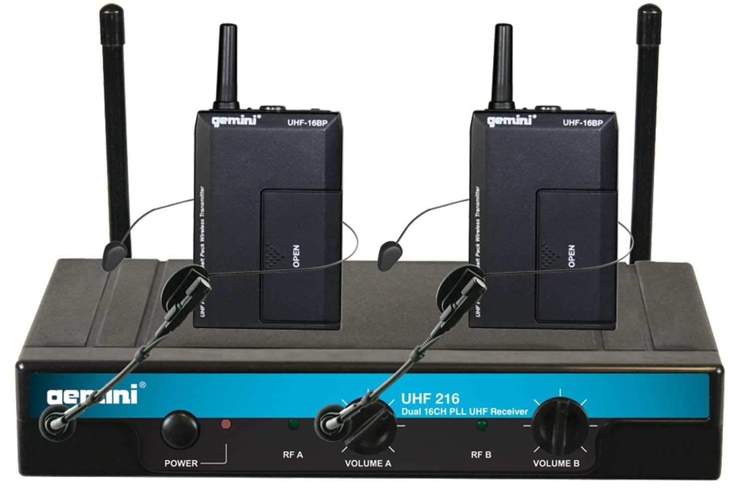 Gemini UHF-216HL UHF Wireless Lav & Headset Mic - PSSL ProSound and Stage Lighting