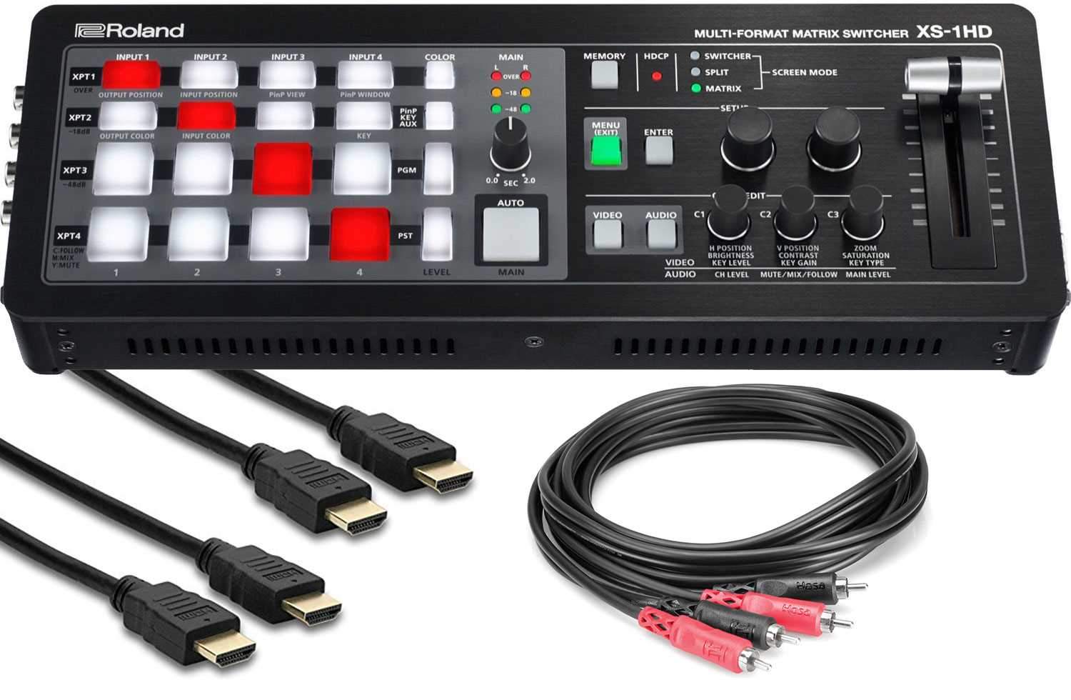 Roland XS-1HD A/V Matrix Switcher with HDMI & RCA Cables - PSSL ProSound and Stage Lighting