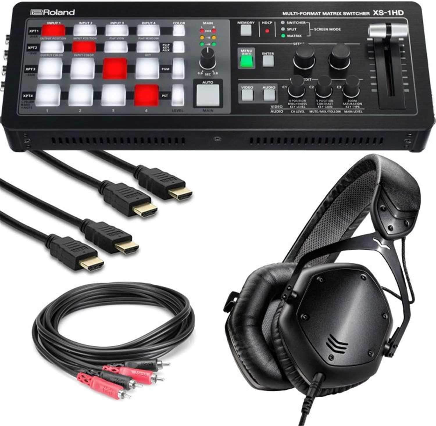 Roland XS-1HD A/V Matrix Switcher with V-Moda Headphones & Cables - PSSL ProSound and Stage Lighting