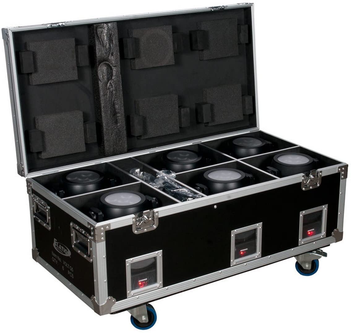 Elation Volt Q3 Battery Operated RGBW Quad LED Fixture 6-Pack w/ Road Case - ProSound and Stage Lighting
