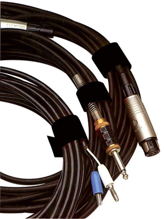 Hosa WTI-148G-20 Black Hook & Loop Cable Wrap 8-Inch 20 Pc - PSSL ProSound and Stage Lighting