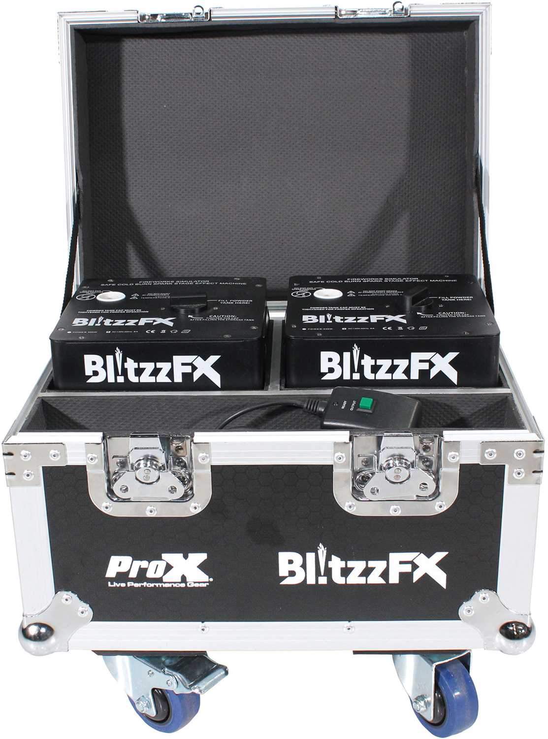 ProX Blitzz FX Small Cold Spark Machine 2-Pack with Road Case - PSSL ProSound and Stage Lighting