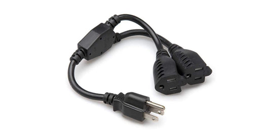 Hosa YAC-407 3 Prong (M) to Dual (F) 1.5 Foot Power Extension Cable - PSSL ProSound and Stage Lighting