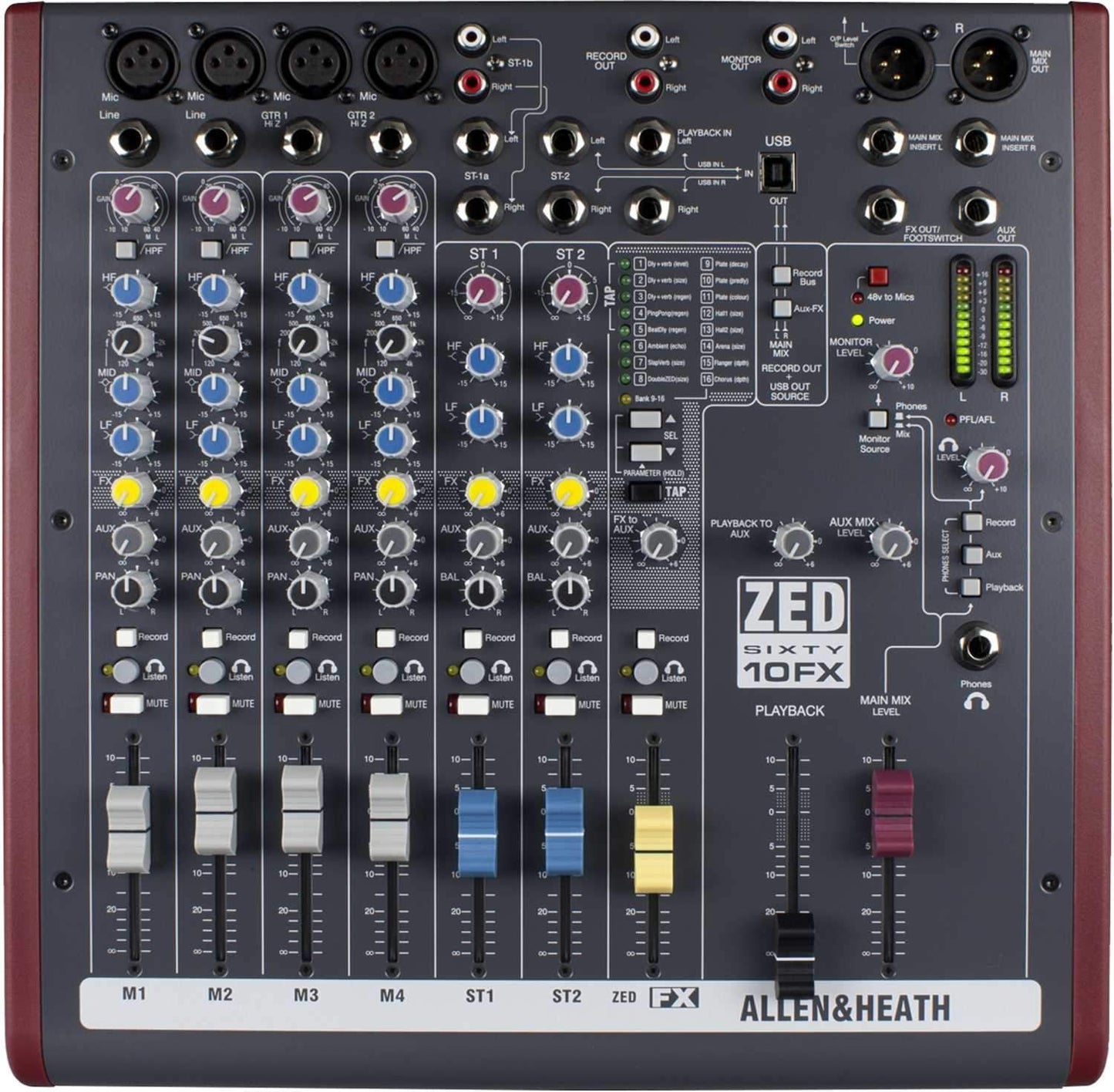 Allen & Heath ZED60-10FX PA Mixer with 60mm Faders - PSSL ProSound and Stage Lighting