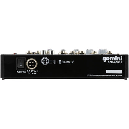 Gemini GEM-08USB 8-Channel USB Mixer w/ Bluetooth - PSSL ProSound and Stage Lighting